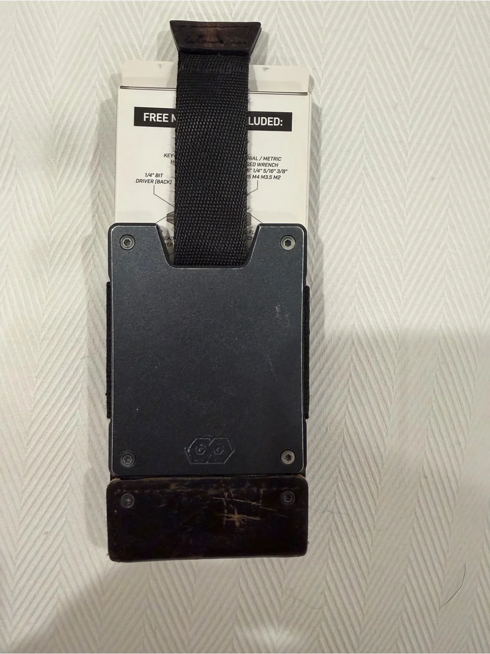 Proof Wallet - Minimalist Metal Wallet with Brown Leather Accent